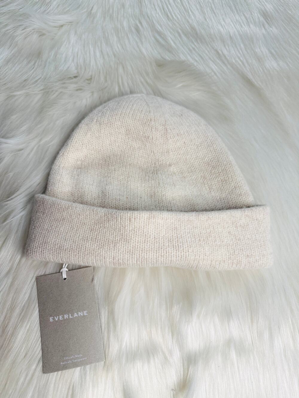 Everlane Cream Heathered Merino Wool Beanie NWT OS